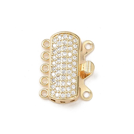 Brass Micro Pave Clear Cubic Zirconia Box Clasps KK-L255-02G-04-1