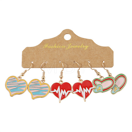 3 Pairs Easter Zinc Alloy Enamel Dangle Earrings FS-WG6F3D6-03-1