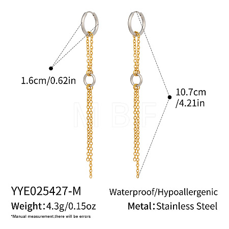 Two Tone 304 Stainless Steel Tassel Hoop Earrings RB4112-2-1