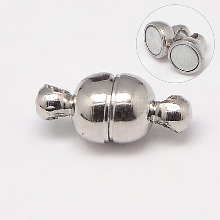 Round Brass Magnetic Clasps with Loops KK-D331-P-NF-1