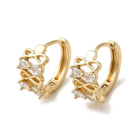 Brass Micro Pave Cubic Zirconia Hoop Earring EJEW-L271-19KCG-02-1