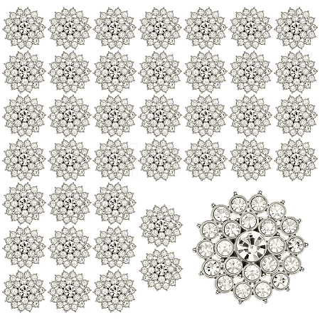 40Pcs Alloy Rhinestone Shank Buttons BUTT-ME0001-28S-1