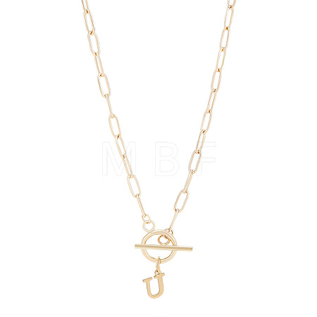 304 Stainless Steel Letter Pendant Necklaces NJEW-LP0001-52U-G-1