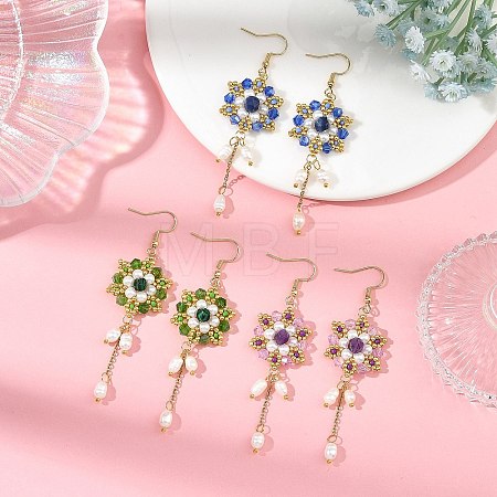 304 Stainless Steel with Glass Beads Dangle Earrings EJEW-MZ00808-1