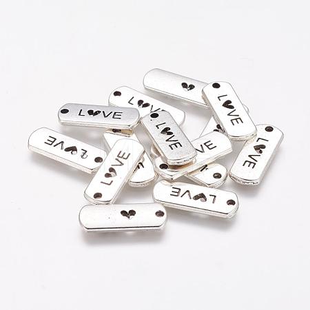 Tibetan Style Alloy Rectangle with Word Love Pendants X-TIBEP-Q043-069-RS-1