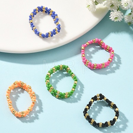 5 Colors Glass Finger Rings RJEW-MZ00035-1