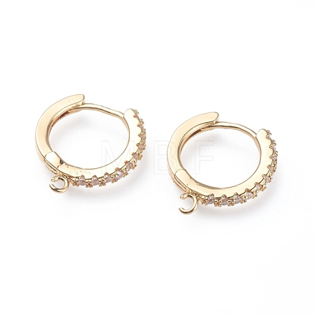 Brass Micro Pave Cubic Zirconia Huggie Hoop Earring Findings ZIRC-G156-07G-1