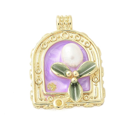 Brass Enamel Pendants KK-F886-01G-07-1