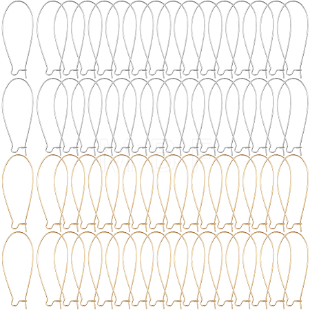 200Pcs 2 Colors Brass Hoop Earrings Findings Kidney Ear Wires KK-SP0001-30-1