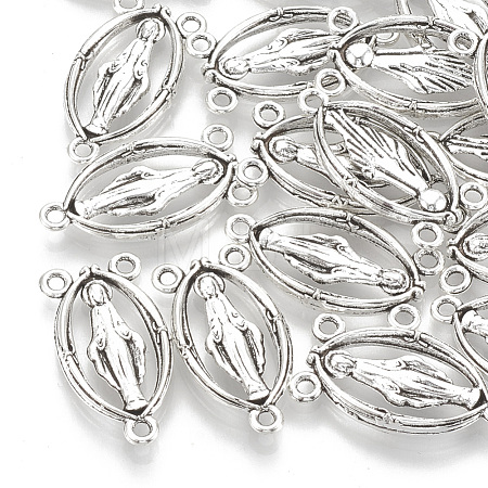 Holy Oval Carved Virgin Mary Tibetan Style Alloy Chandelier Component Links TIBEP-0381-S-LF-1