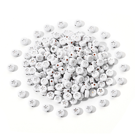 White Opaque Acrylic Beads PACR-YW0001-04B-1