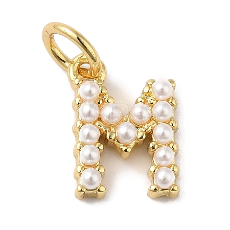 Rack Plating Brass with ABS Plastic Imitation Pearl Charms KK-B092-30M-G-1