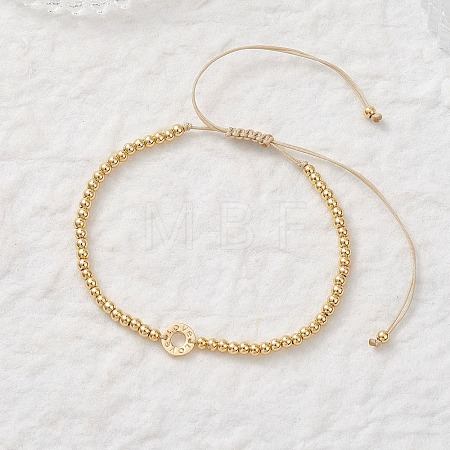 Brass Round Beads Braided Bead Bracelets BJEW-JB12888-01-1