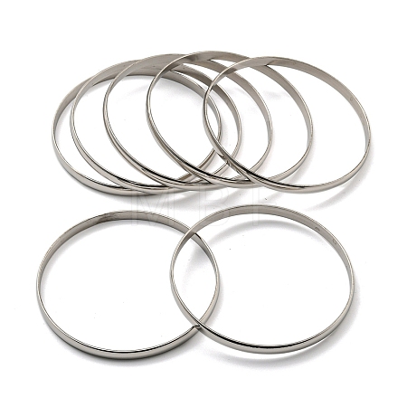 Non-Tarnish 7Pcs Vacuum Plating 202 Stainless Steel Plain Flat Ring Bangle Sets BJEW-M317-14A-P-1