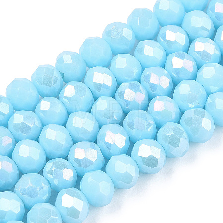 Electroplate Glass Beads Strands EGLA-A034-P6mm-B14-1