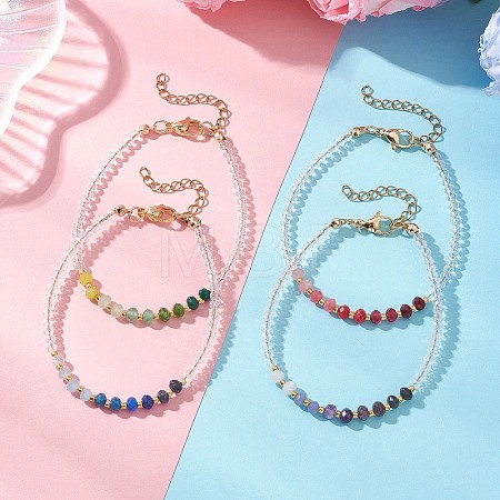 4Pcs Dyed Natural Malaysia Jade & Glass Beaded Bracelets for Women BJEW-JB13076-1