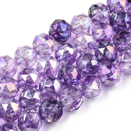 Transparent Electroplate Glass Beads Strands EGLA-N006-077E-1