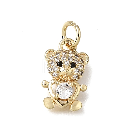 Brass Micro Pave Black Cubic Zirconia Charms CU-L001-18G-07-1