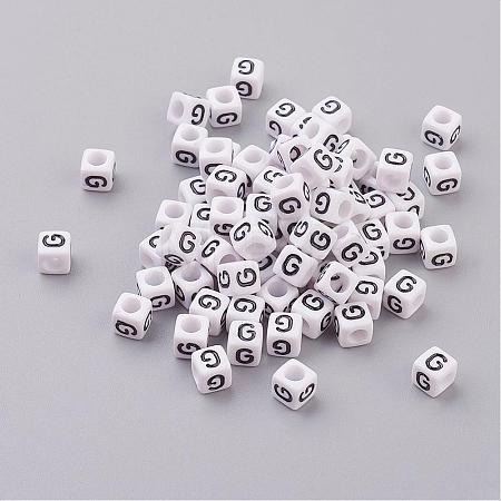 Acrylic Horizontal Hole Letter Beads PL37C9308-G-1