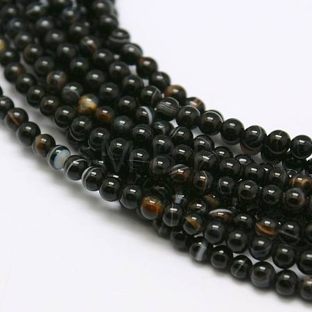 Natural Black Agate Bead Strands G-A130-3mm-K01-1