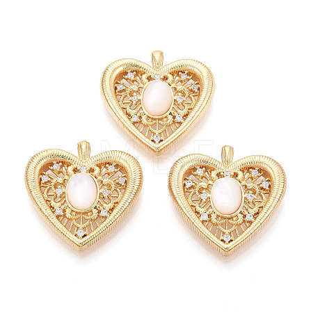 Natural White Shell Pendants KK-N287-13G-1