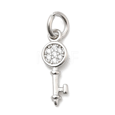 Brass Micro Pave Cubic Zirconia Charms KK-C139-06P-1