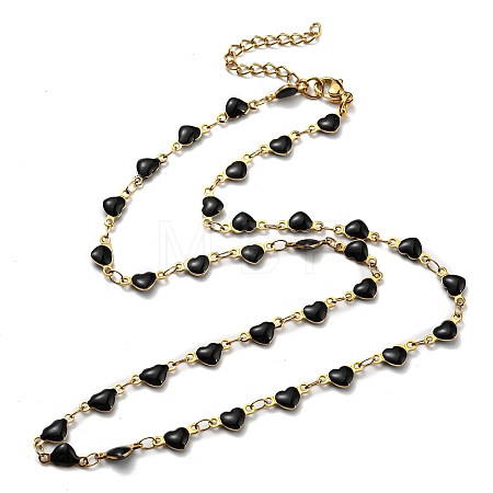 Ion Plating(IP) Golden 304 Stainless Steel Heart Link Chain Necklaces NJEW-E098-02G-04-1