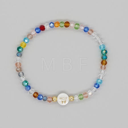 Handmade Bohemian Colorful Faceted Rondelle Glass Beaded Stretch Bracelets UI5654-23-1