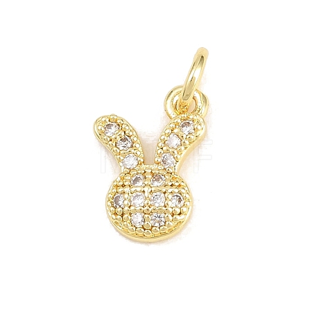 Brass Micro Pave Clear Cubic Zirconia Pendants KK-F938-25E-G-1