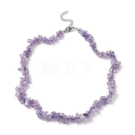 Natural Amethyst Chips Beaded Necklaces NJEW-JN04275-02-1