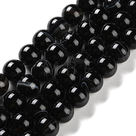 Natural Striped Agate/Banded Agate Beads Strands G-Z060-A01-C08-1