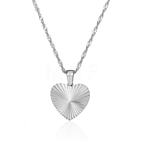 Stainless Steel Heart Pendant Necklaces for Women RH2870-2-1