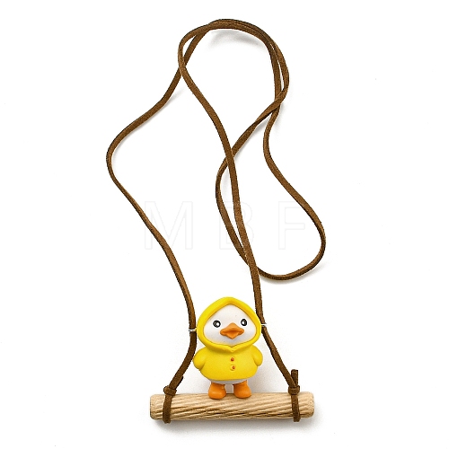 Cute Plastic Swinging Raincoat Duck Pendant Decorations HJEW-A009-01E-1