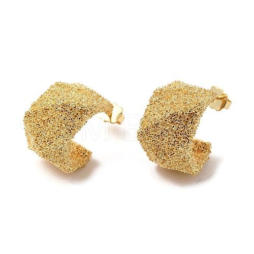 Real 18K Gold Plated Brass Stud Earrings EJEW-G382-10E-G-1