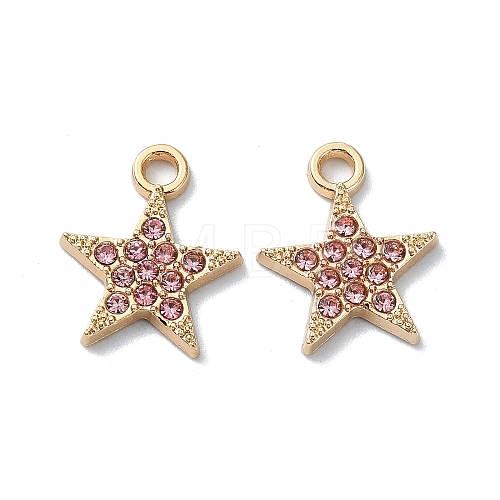 Alloy Rhinestone Pendants RB-P037-01G-02-1