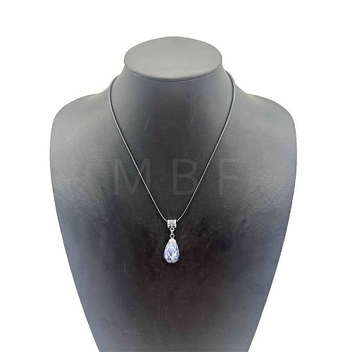 Natural Blue Spot Jasper Teardrop Pendant Necklaces SK1018-5-1