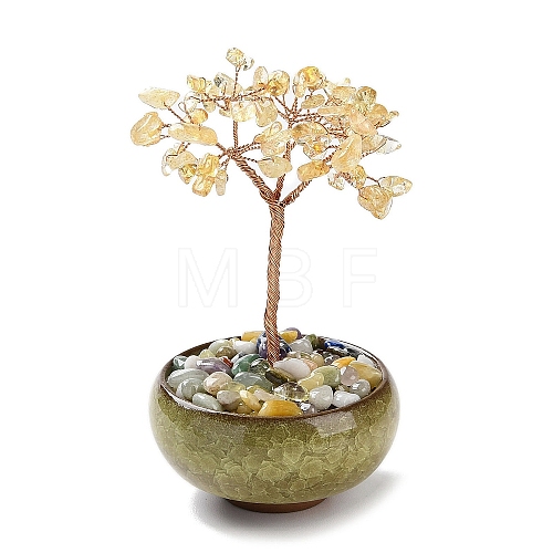 Natural Yellow Quartz Chips Tree Decorations DJEW-M012-02F-1