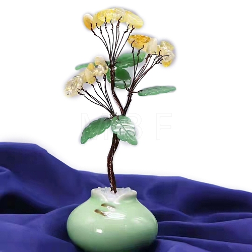 Manufacturer Wholesale Citrine Lucky Money Tree Welcome Pine Purple Yellow Powder Crystal Jadeite Lucky Crystal Money Tree Feng Shui Ornament PW-WGD2556-02-1