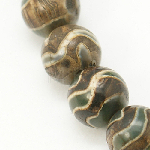 Tibetan Style Wave Pattern dZi Beads TDZI-D005-8mm-06-1