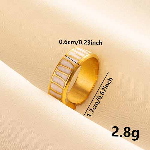 Stylish 304 Stainless Steel Enamel Cuff Ring ZW7455-2-1