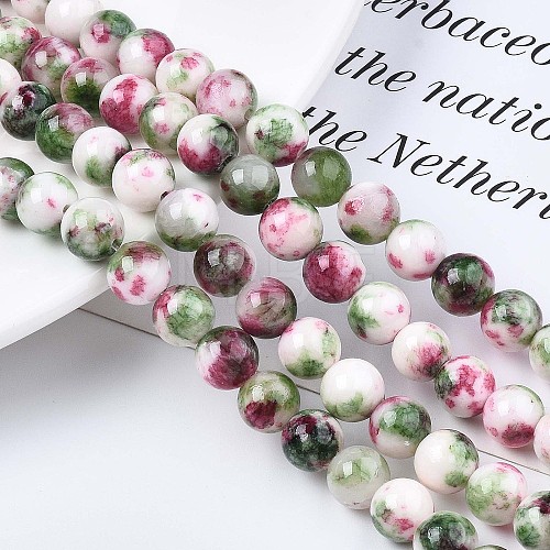 Natural Dyed Persian Jade Gemstone Bead Strands X-G-R271-8mm-XP06-1