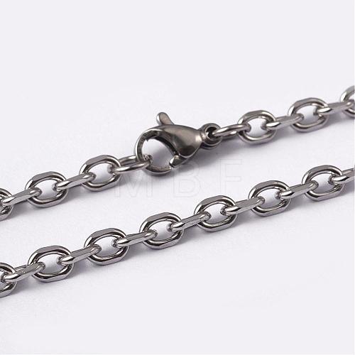 304 Stainless Steel Cable Chain Necklaces NJEW-L443-04P-1