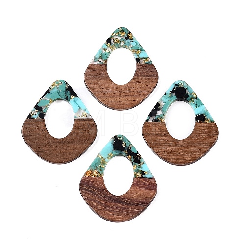 Transparent Resin and Walnut Wood Pendants RESI-T057-07J-1