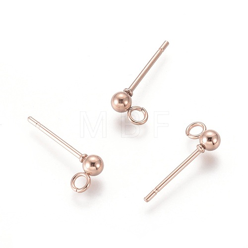 304 Stainless Steel Ball Stud Earring Post STAS-H410-10RG-1