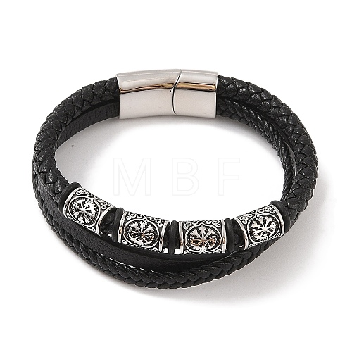 Braided Microfiber Leather Multi-strand Bracelets BJEW-B096-02B-1