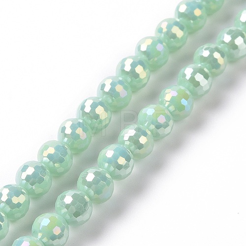 Electroplate Opaque Solid Color Glass Beads Strands X-GLAA-E036-10D-1