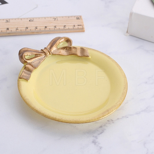 Round with Bowknot Porcelain Jewelry Plate PW-WG009F2-02-1