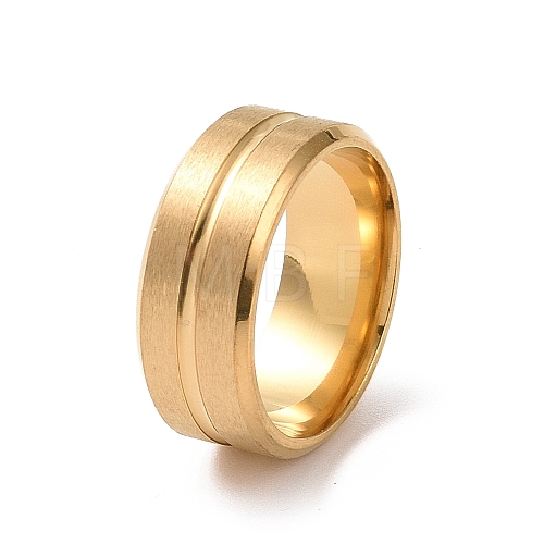 201 Stainless Steel Grooved Line Finger Ring for Women RJEW-I089-29G-1