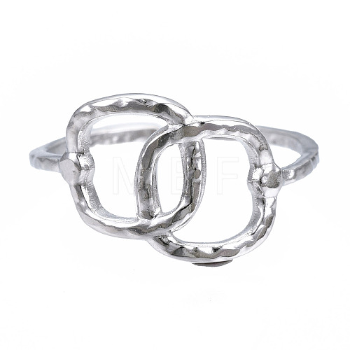 304 Stainless Steel Interlocking Oval Open Cuff Ring RJEW-T023-79P-1