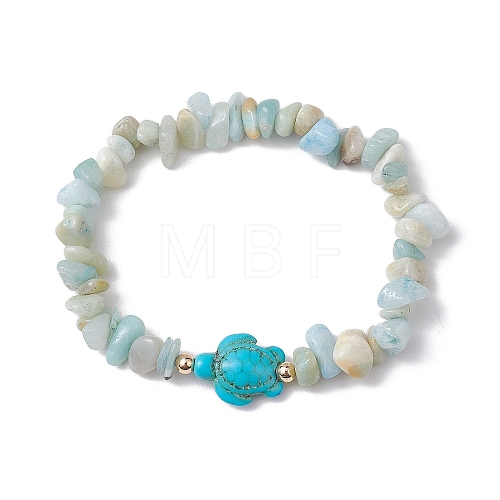 Natural Flower Amazonite Chip Beaded Stretch Bracelets BJEW-JB10689-04-1